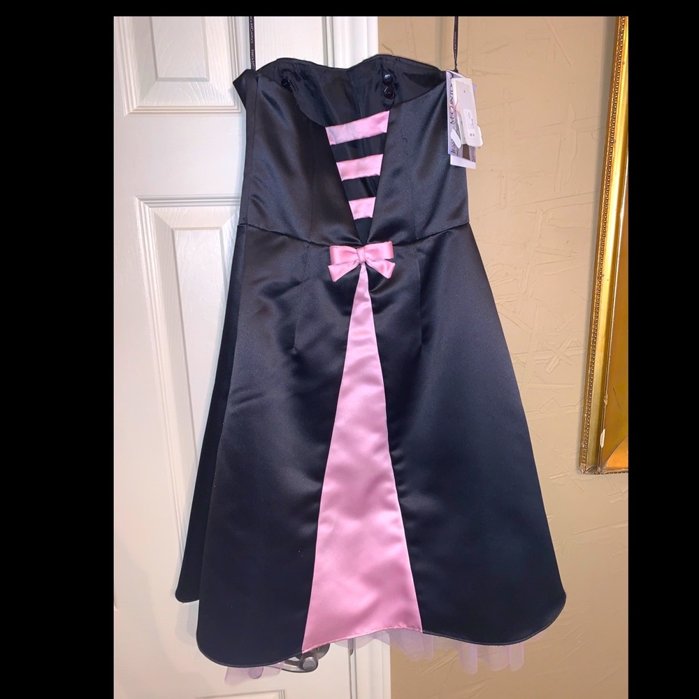 Jessica McClintock Black Pink Bow Prom Formal NWT